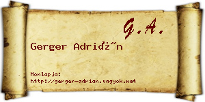 Gerger Adrián névjegykártya